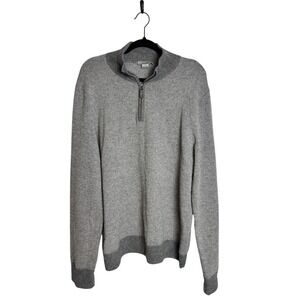 Phenix Men's 100% Cashmere Grey Quarter Zip Sweater XL Funnel Neck Luxury Knit
